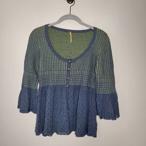 Free People Don’t Call Me Baby Too" Knit Babydoll Top Size XS Scoop Neck